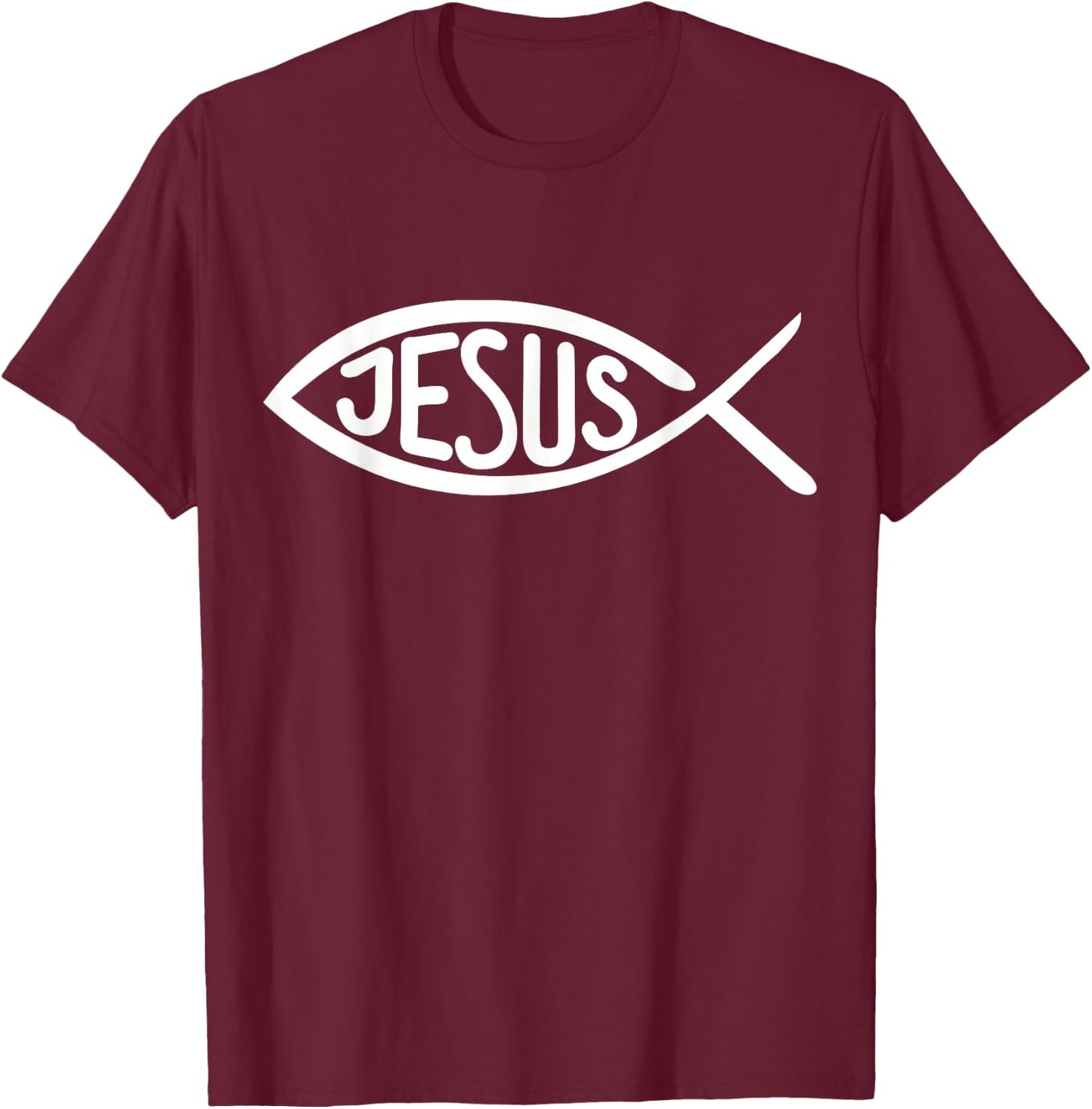 Jesus Fish T-Shirt - T-Shirt | Maroon