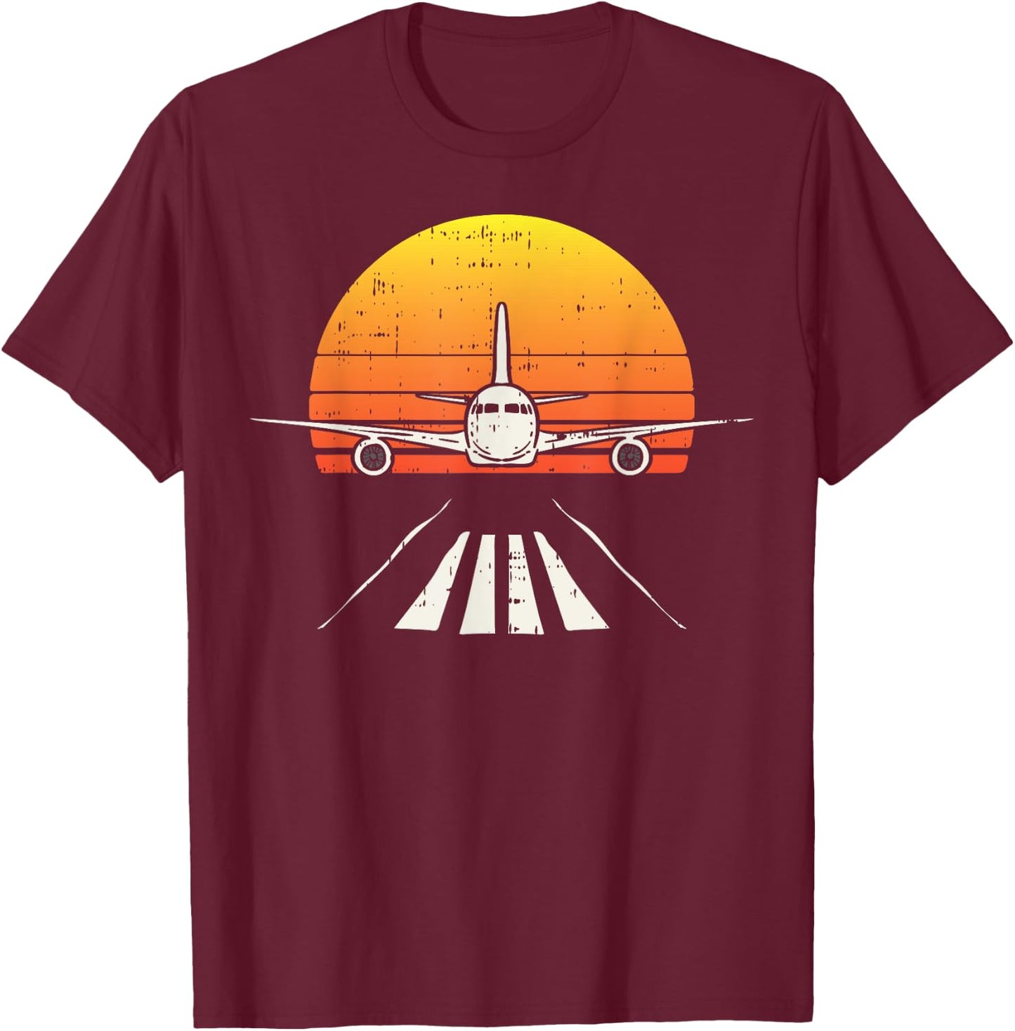 Landing Airplane Retro Aeroplane Pilot Aviation Lover Gift T-Shirt - T-Shirt | Maroon