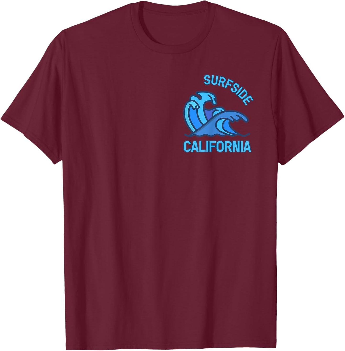 Graphic Surfside California Pocket Wave Souvenir T-Shirt - T-Shirt | Maroon