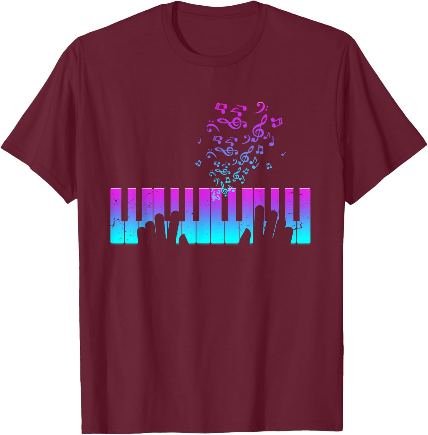 Piano player gift hands piano keyboard musician T-Shirt - T-Shirt | Maroon