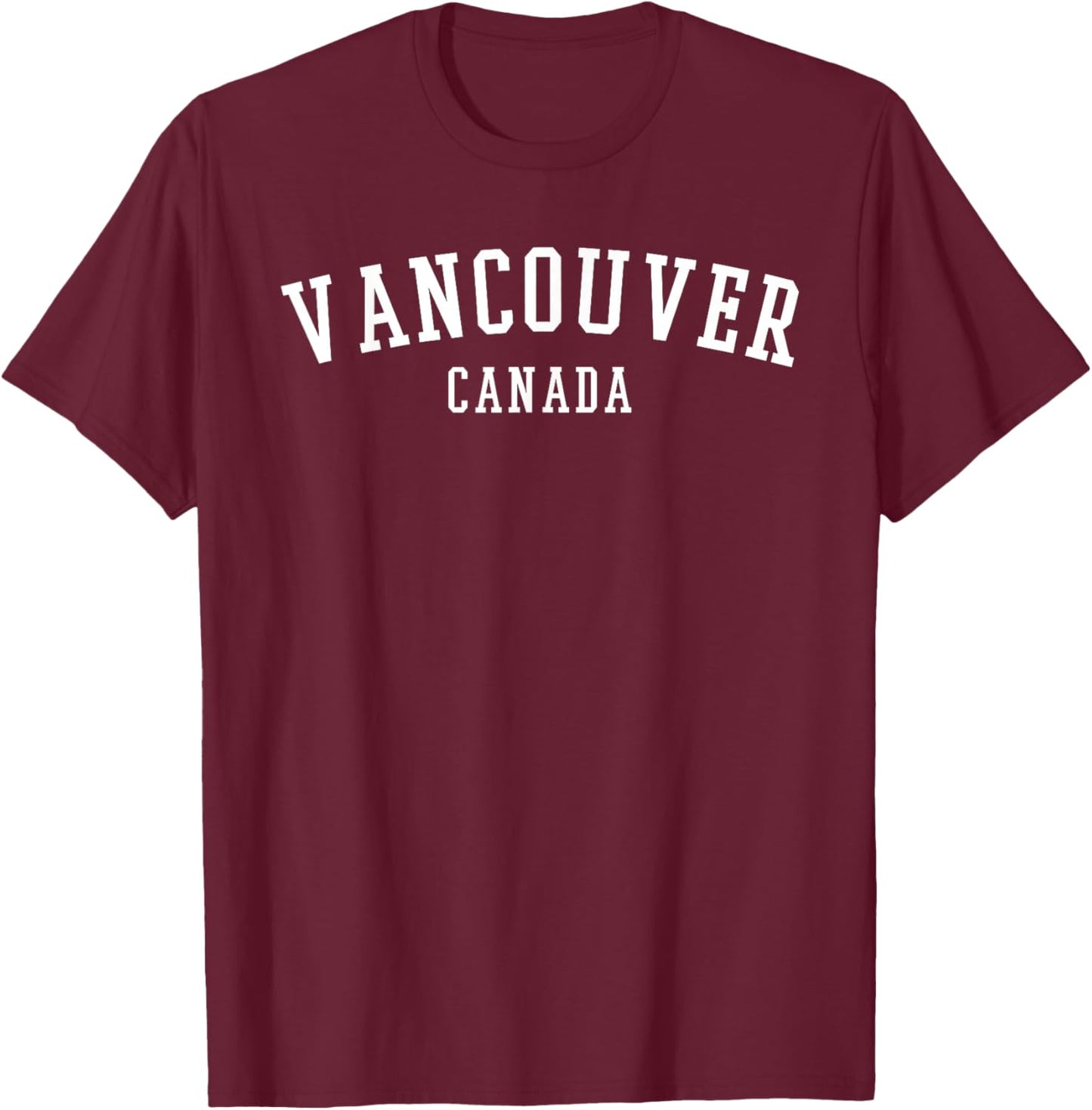 Travel Souvenir Popular Cites Outfit Vancouver, Canada -Adults Black Small Modern Classic Crew Collar Short Sleeve Cotton 65% Polyester 35% T-Shirt - T-Shirt | Maroon