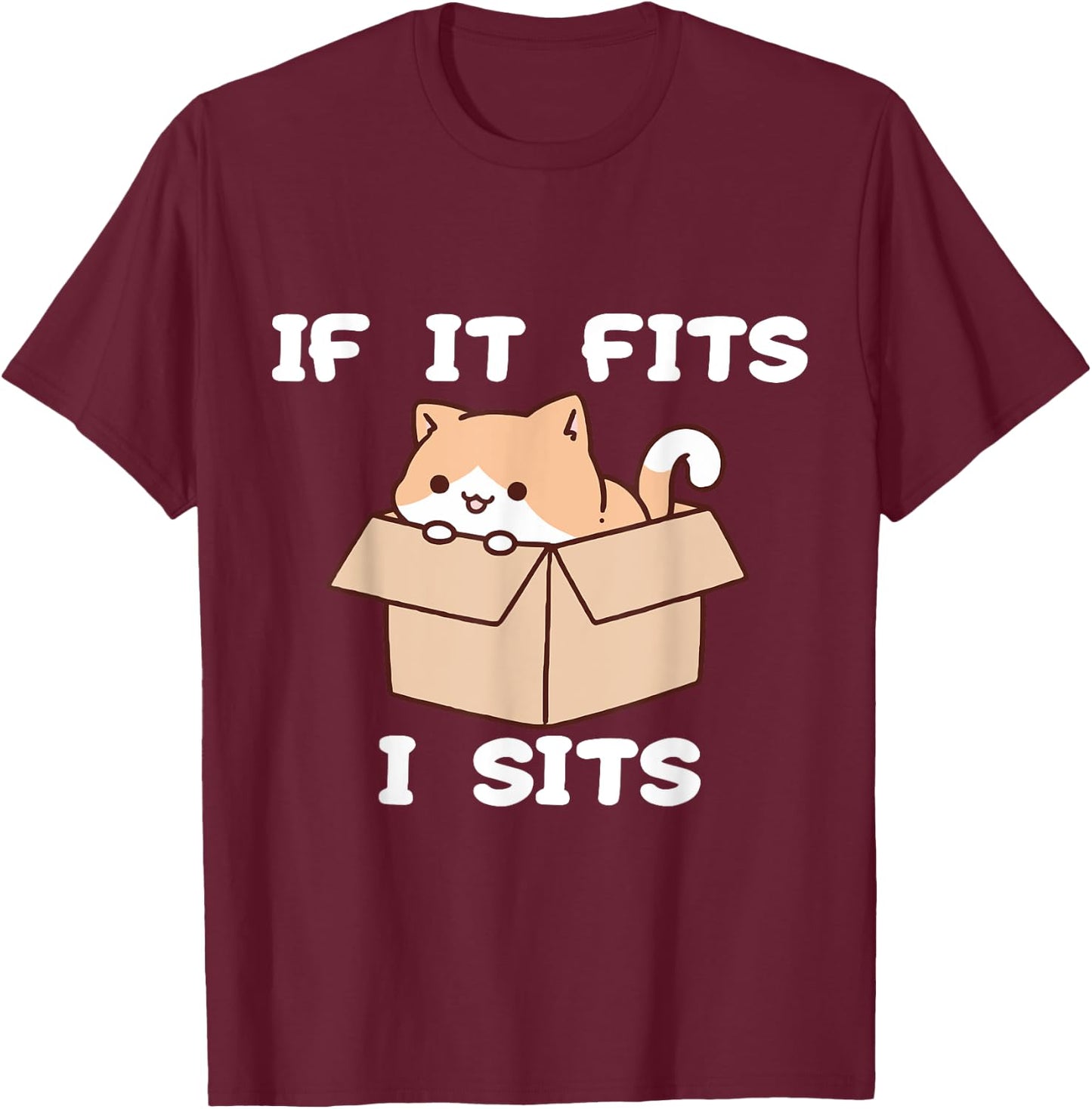 If It Fits I Sits Funny Cat Meme Women T-Shirt - T-Shirt | Maroon