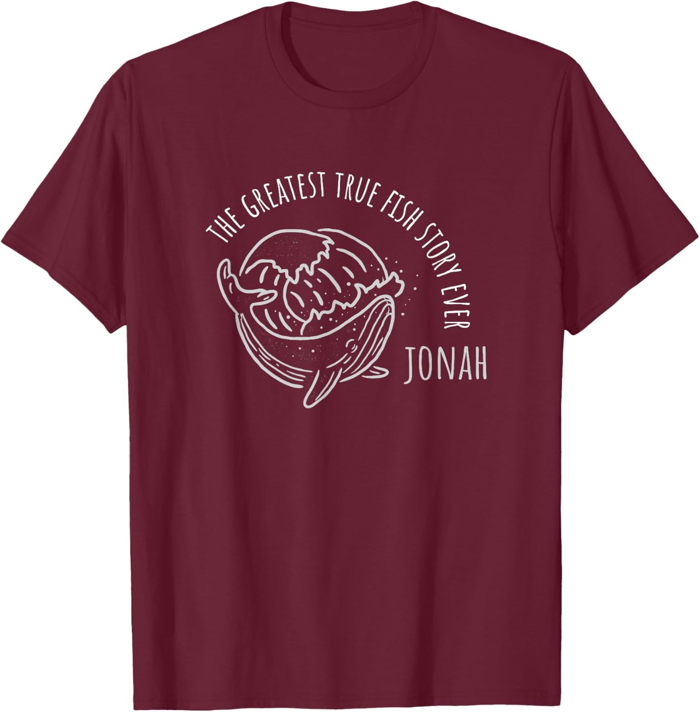 Fish Story Jonah and the whale theme T-Shirt - T-Shirt | Maroon