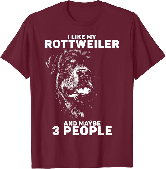 Rottweiler Rottie I Like Love Dog T-Shirt - T-Shirt | Maroon