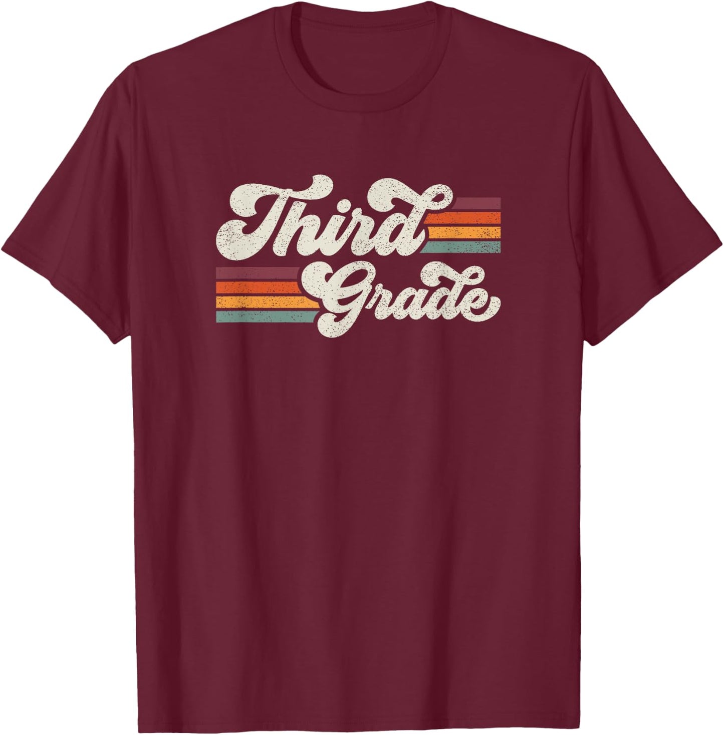 Retro Third Grade Teacher Back To School T-Shirt - T-Shirt | Maroon