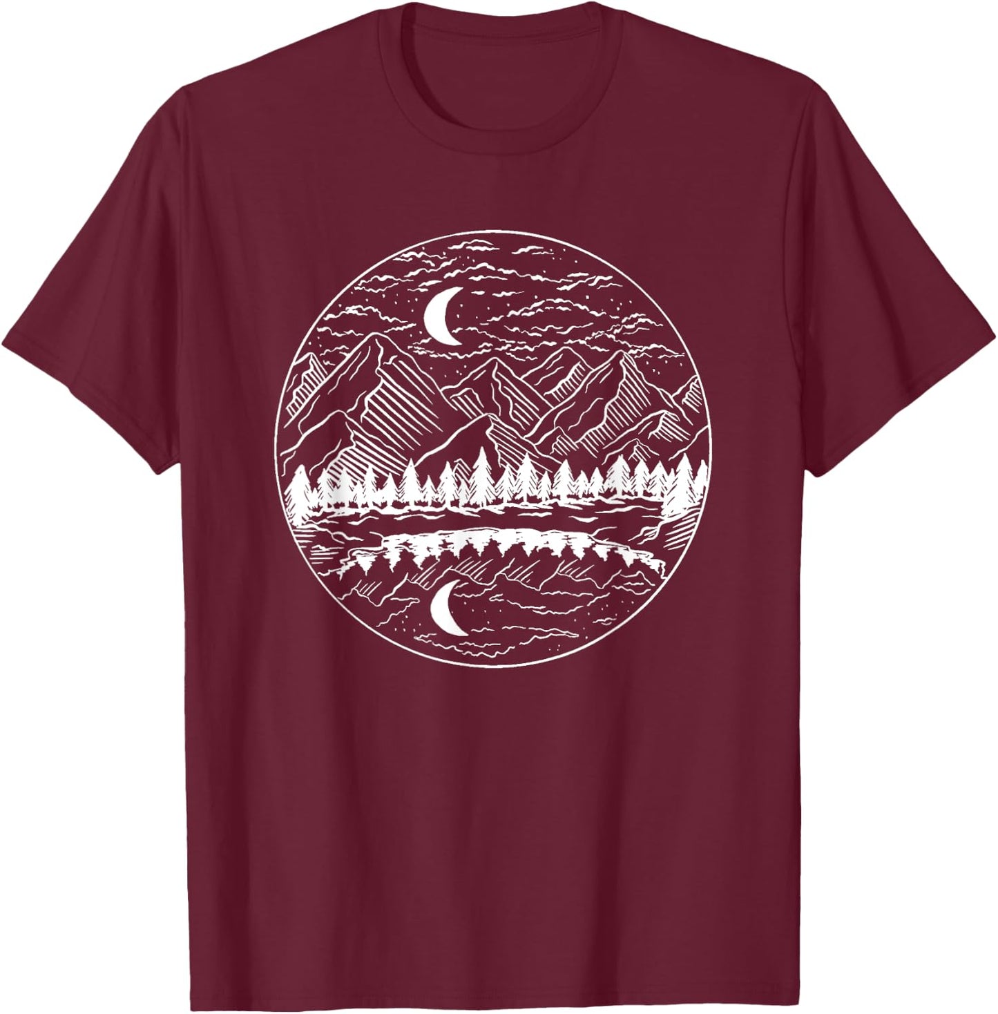 Hiking Camping Nature Outdoor Mountains Hiker Camper Gift T-Shirt - T-Shirt | Maroon