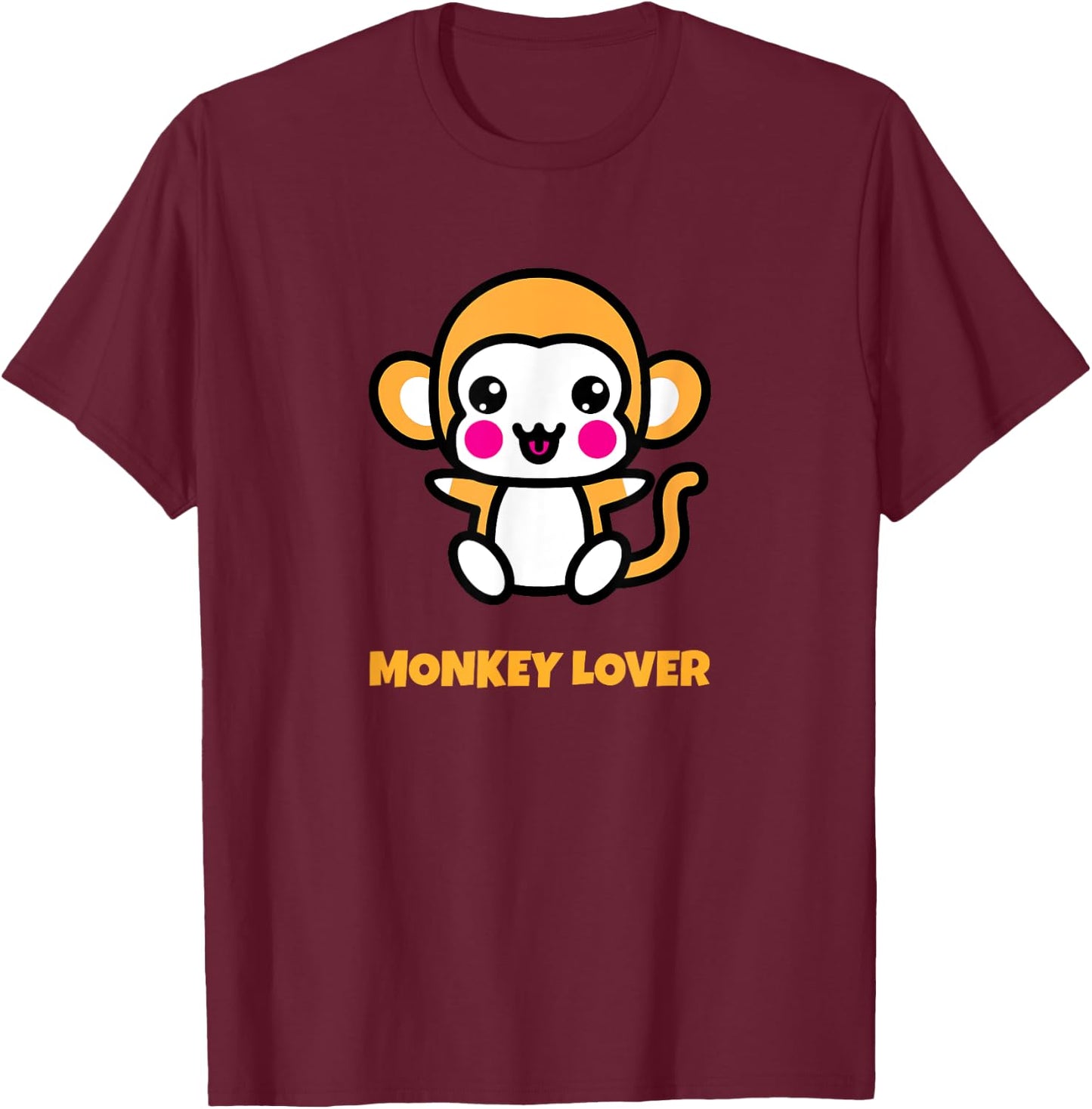 Cute Kawaii Monkey Anime Graphic Funny Animal Lover T-Shirt - T-Shirt | Maroon