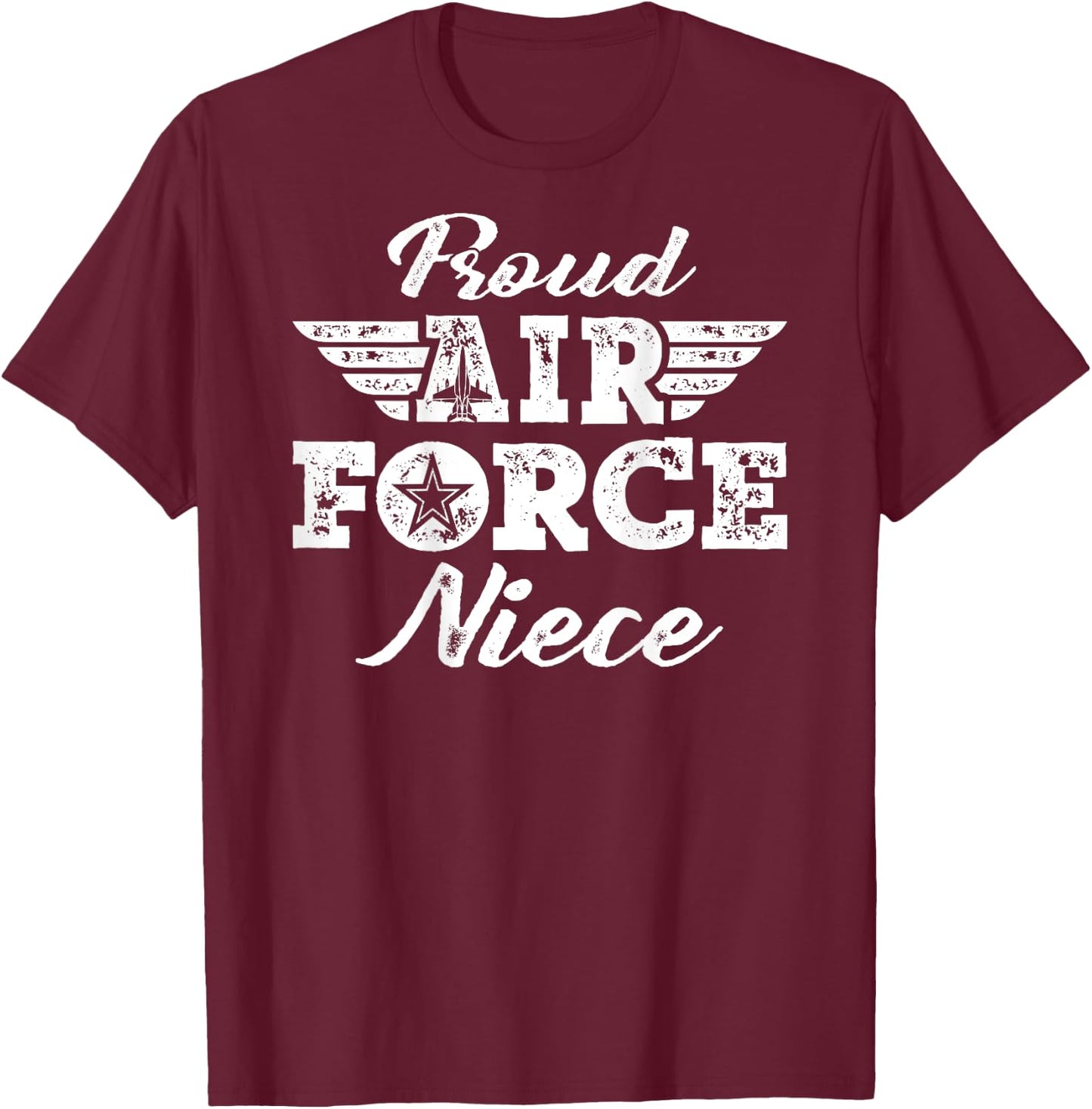 Proud US Air Force Niece - Wings Pride Military Family Gifts T-Shirt - T-Shirt | Maroon