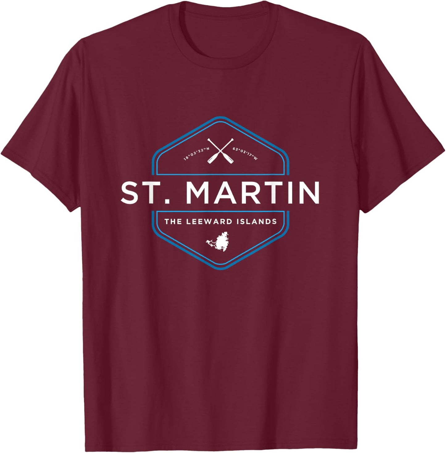 St. Martin Maarten Beach Graphic T-Shirt - T-Shirt | Maroon