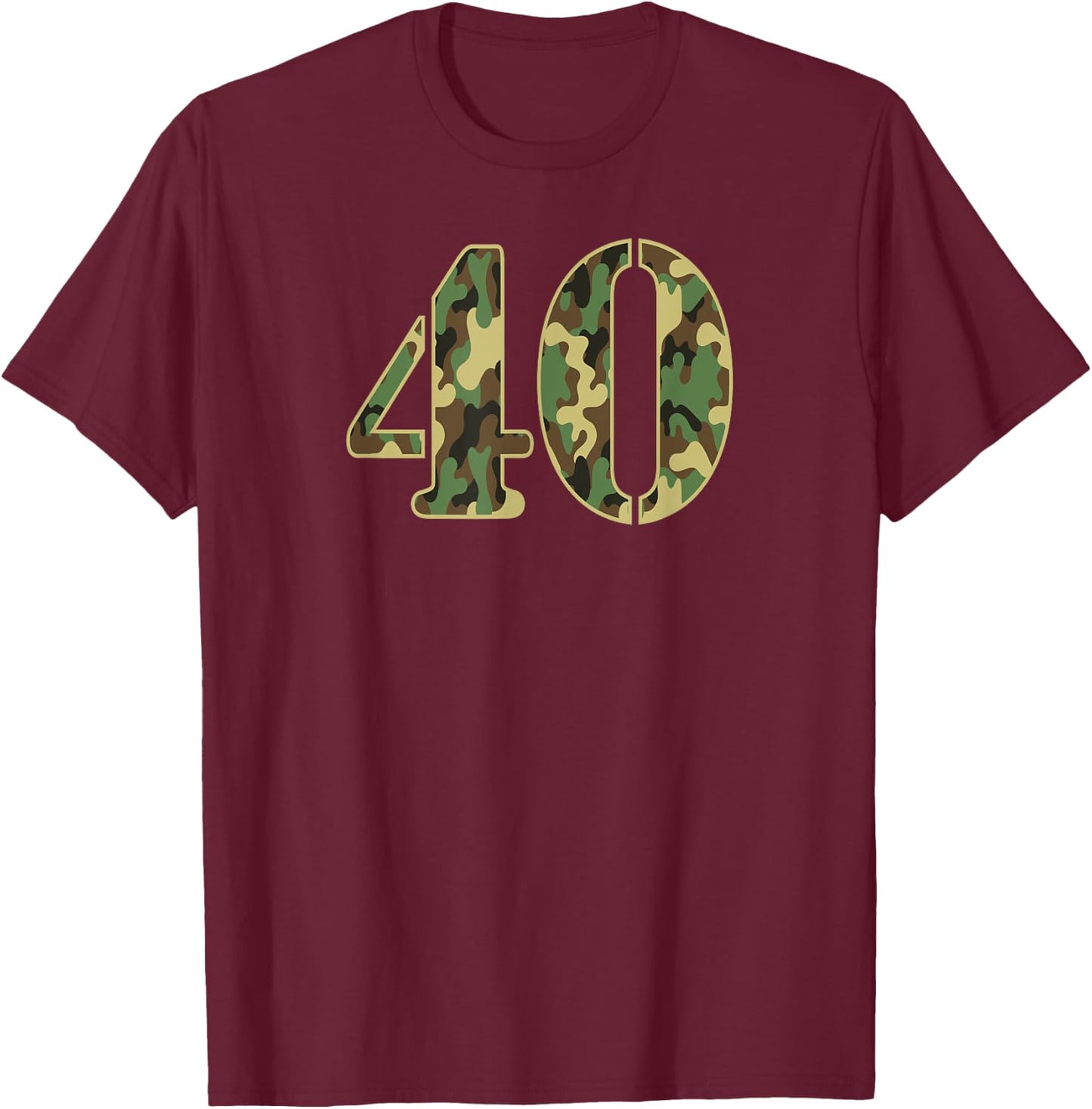 40th Birthday Soldier Number 40 Year Old Military Camo T-Shirt - T-Shirt | Maroon