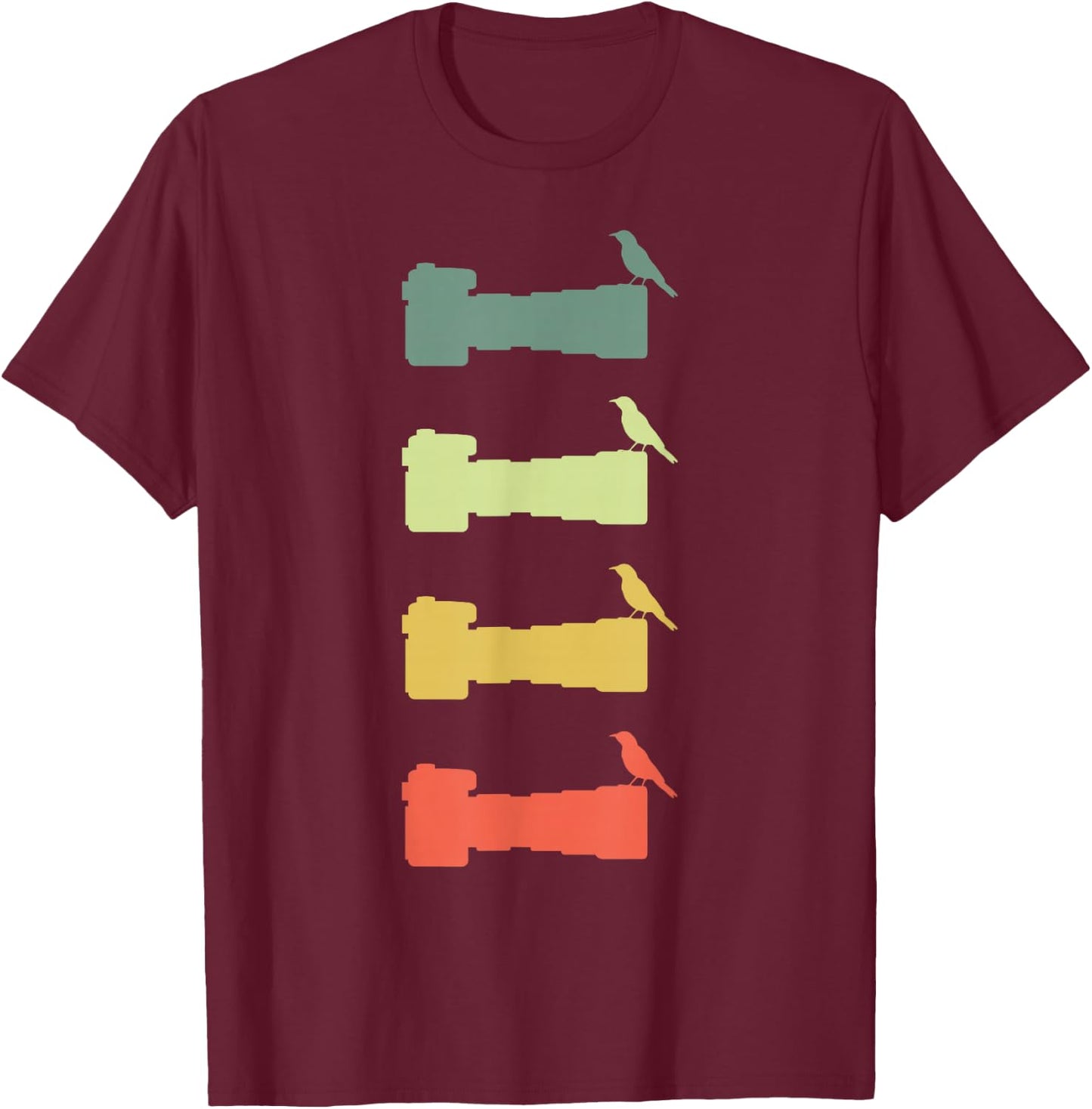 Retro Style Vintage Bird Photographer T-Shirt - T-Shirt | Maroon