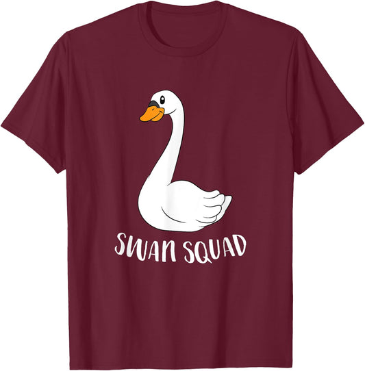 Cute Swan Squad Funny Team Swans T-Shirt - T-Shirt | Maroon