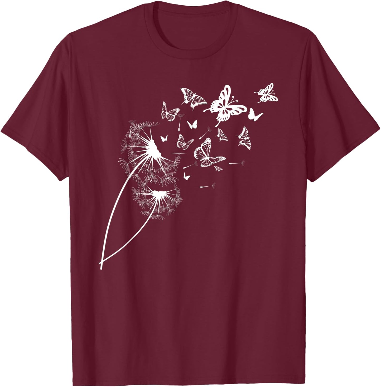 dandelion with butterflies in summer Men Women T-Shirt - T-Shirt | Maroon
