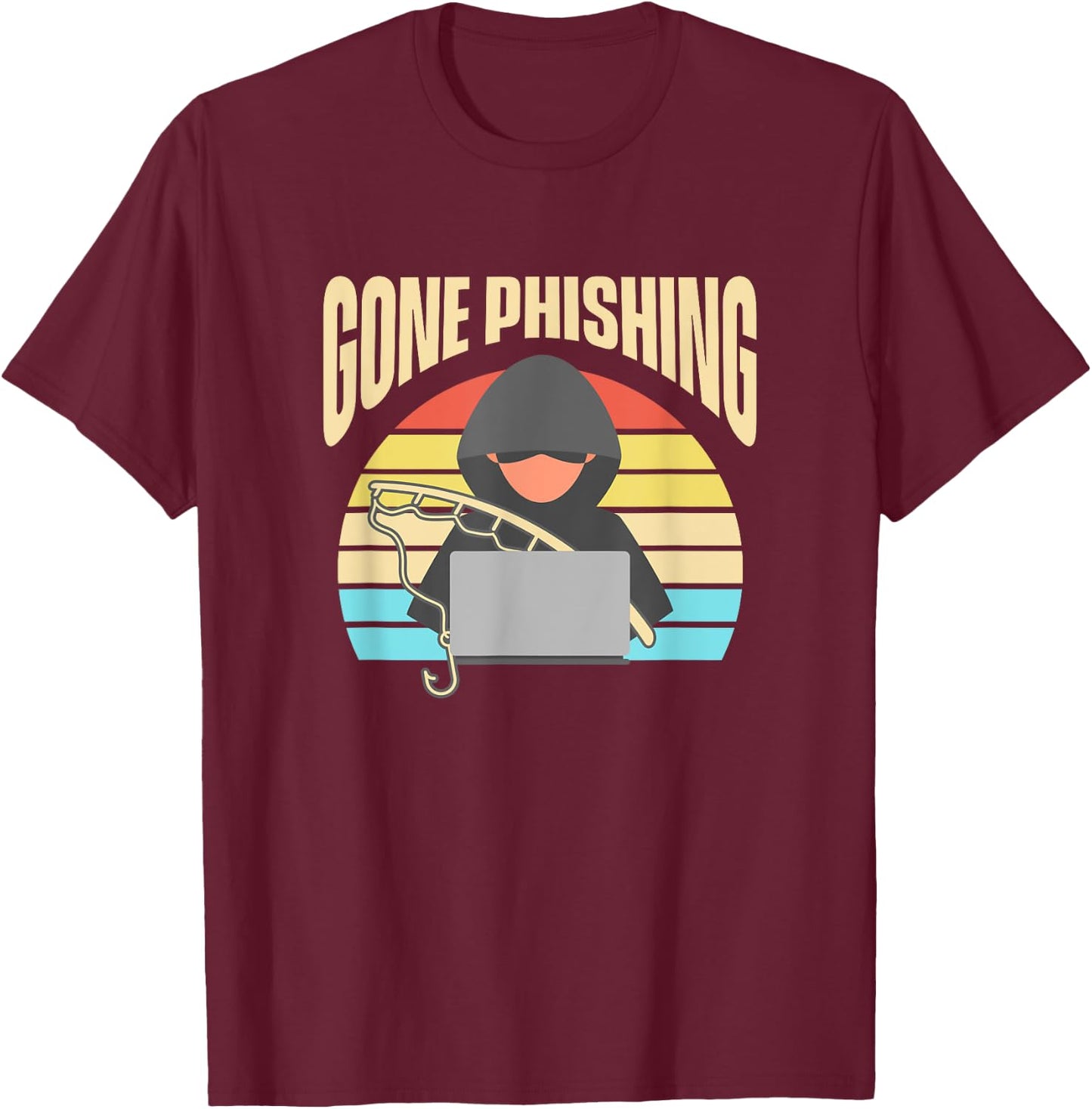 Retro Hacker Gone Phishing T-Shirt - T-Shirt | Maroon