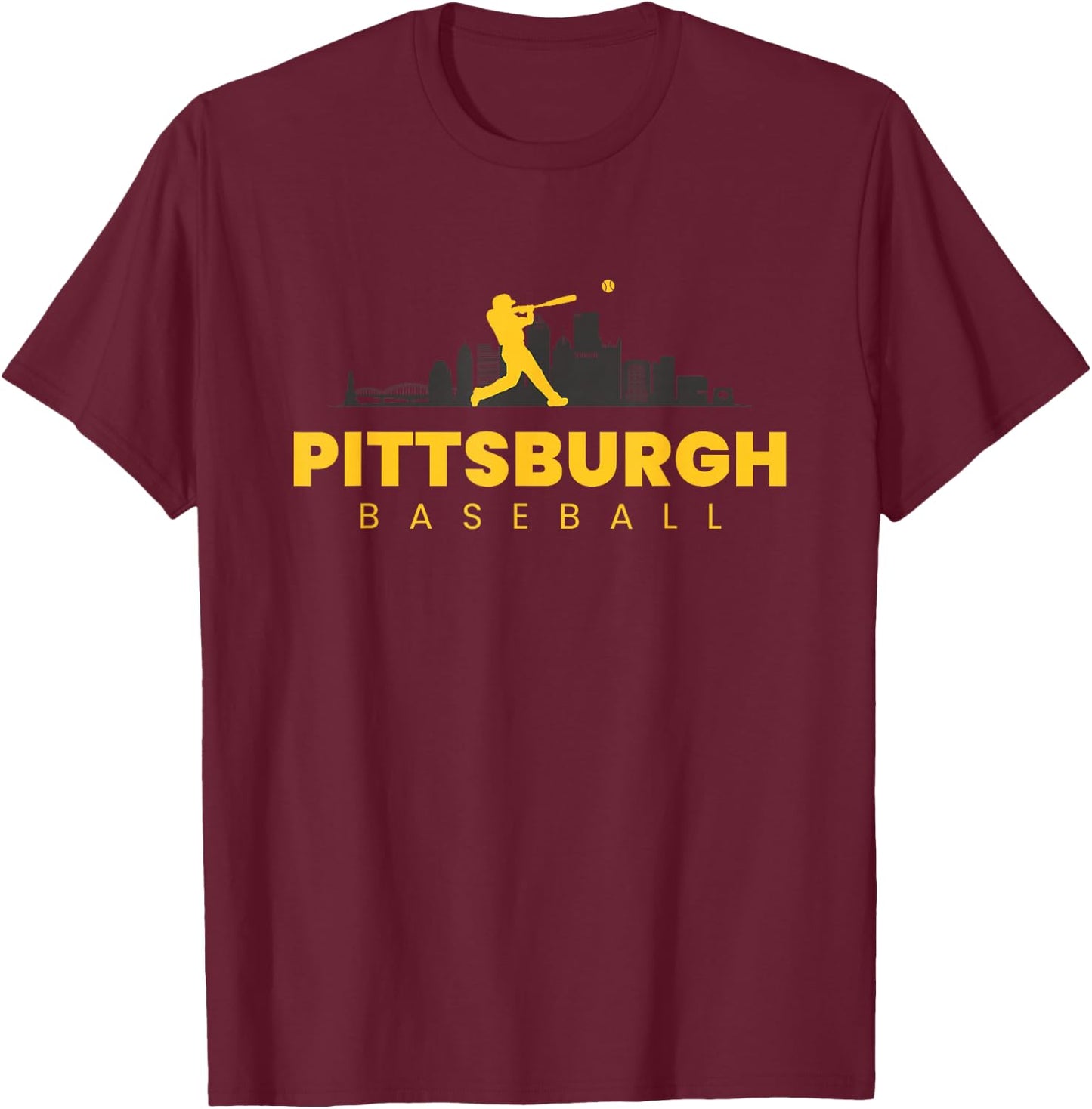 Pittsburgh Baseball Vintage Minimalist Retro Baseball Lover T-Shirt - T-Shirt | Maroon
