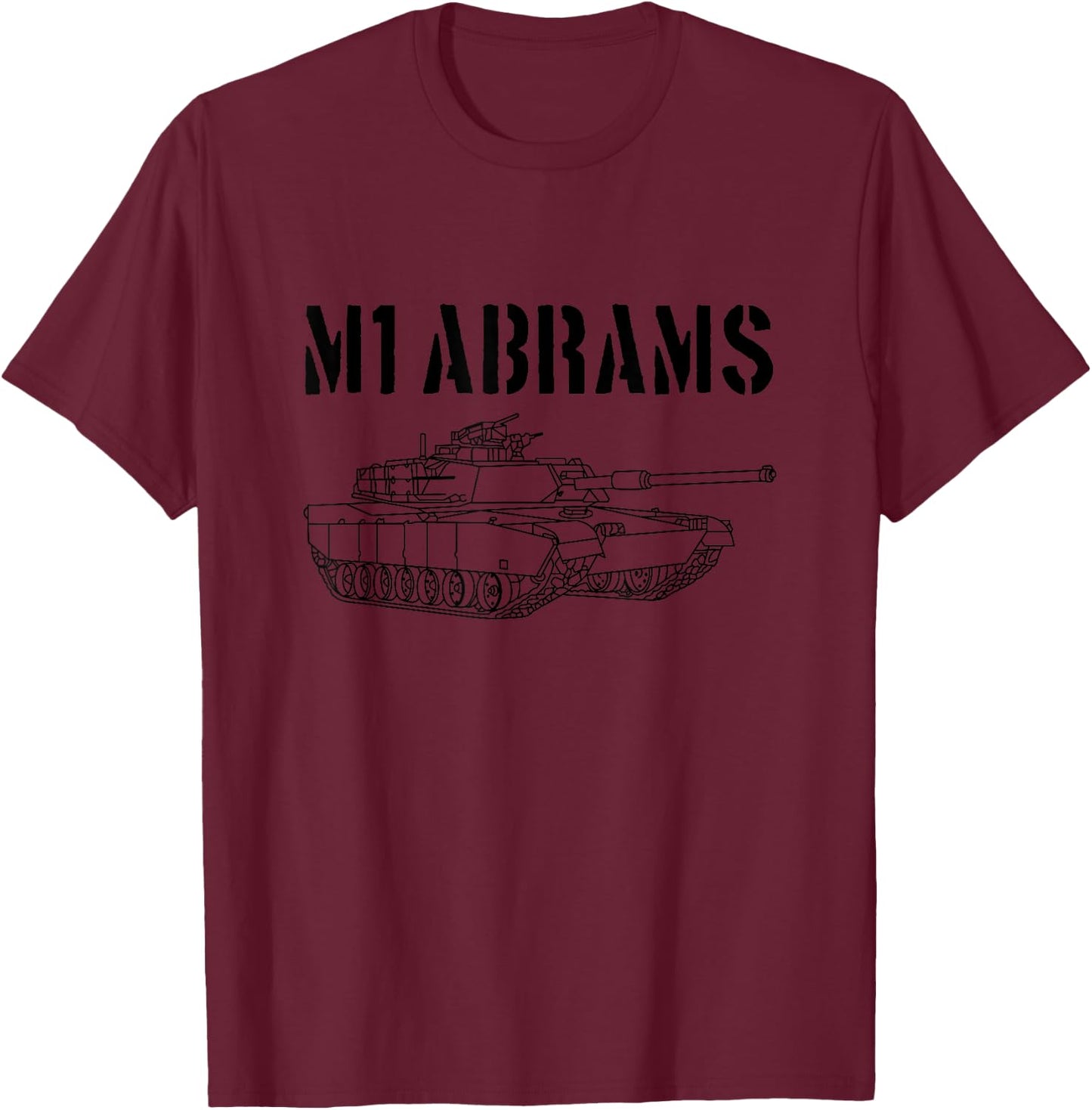M1 Abrams Tank Schematic Vintage Military Armor Tank T-Shirt - T-Shirt | Maroon