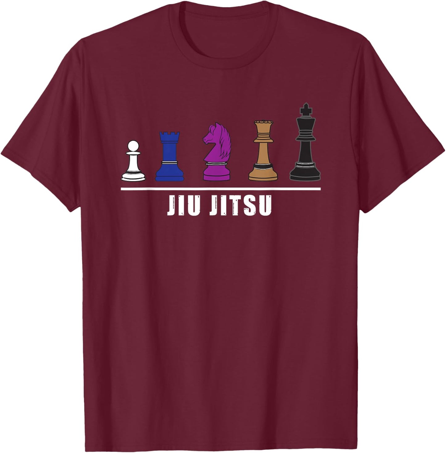 Funny BJJ Brazilian Jiu Jitsu Chess Belt Fighter MMA Gifts T-Shirt - T-Shirt | Maroon