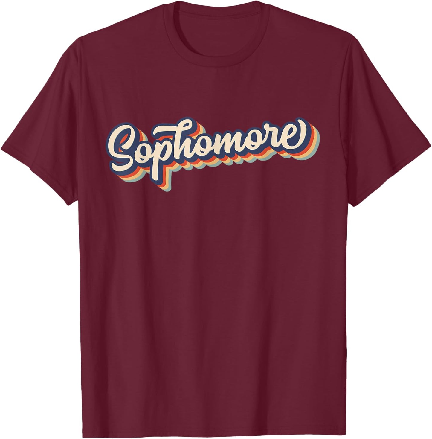 Sophomore Shirt Retro Stripe Grade 10 Sophomore T-Shirt - T-Shirt | Maroon