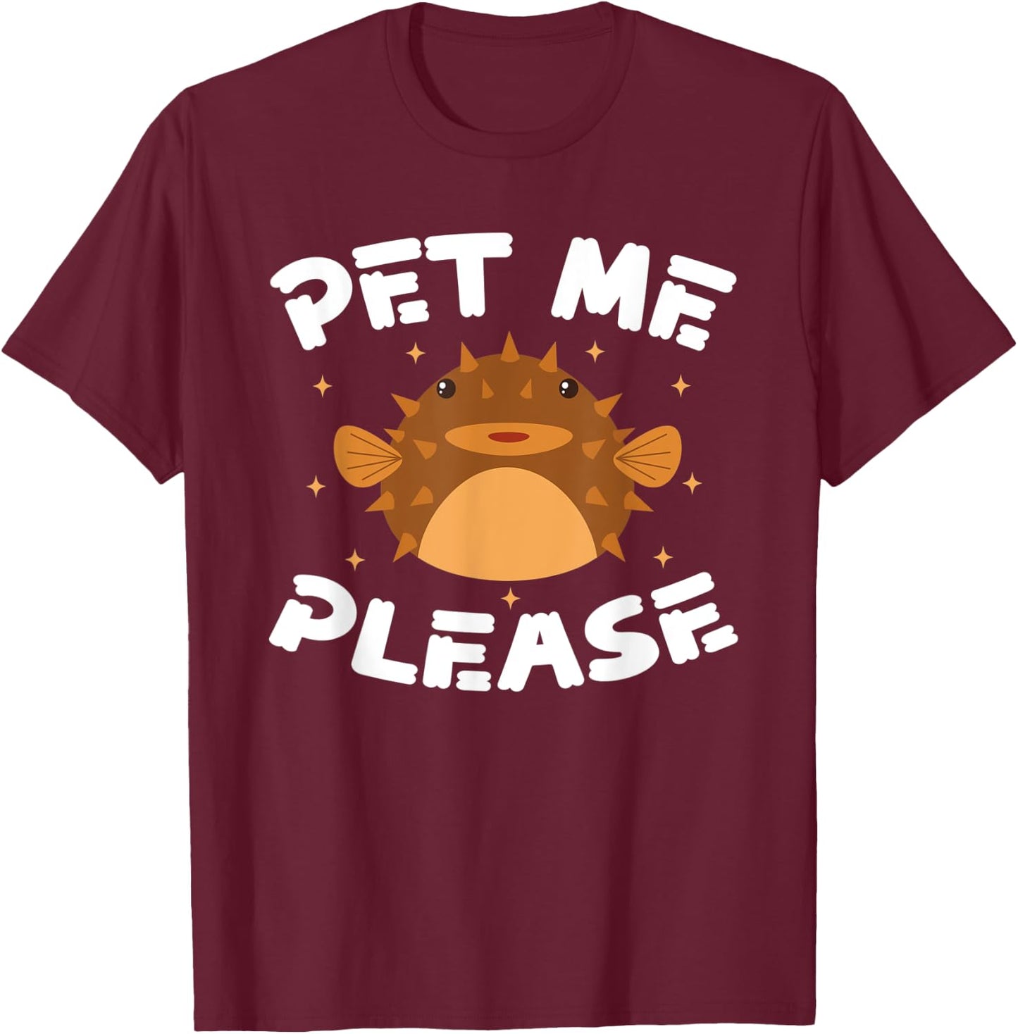 Funny Puffer Fish Design T-Shirt - T-Shirt | Maroon