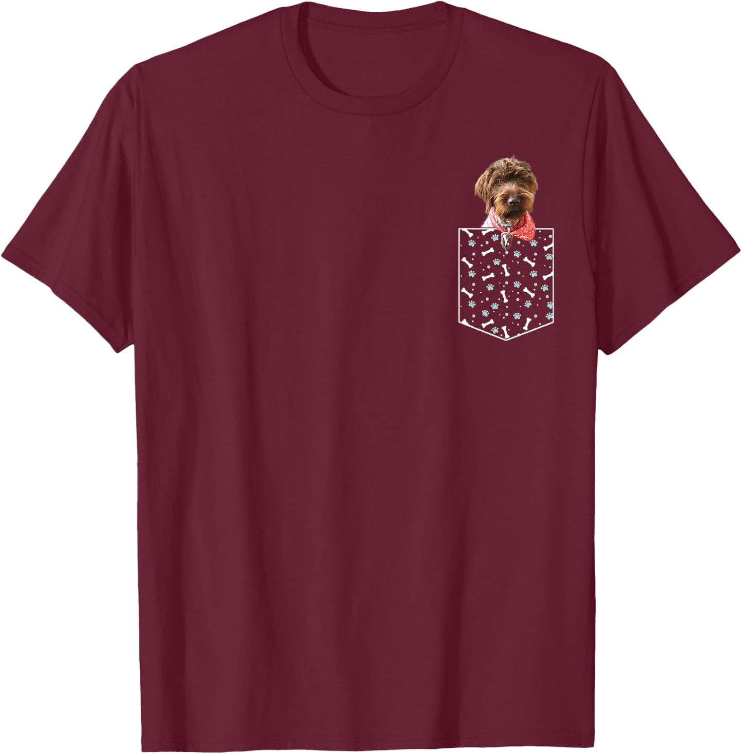 Labradoodle, Dog in a Pocket, Bones & Paws Men Women Kids T-Shirt - T-Shirt | Maroon