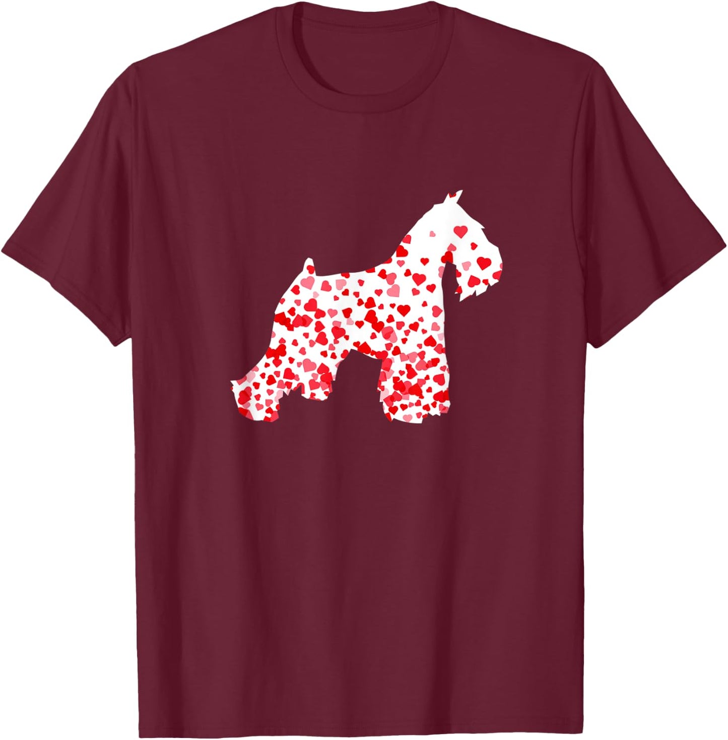 Miniature Schnauzer Heart Dog Valentine's Day T-Shirt - T-Shirt | Maroon