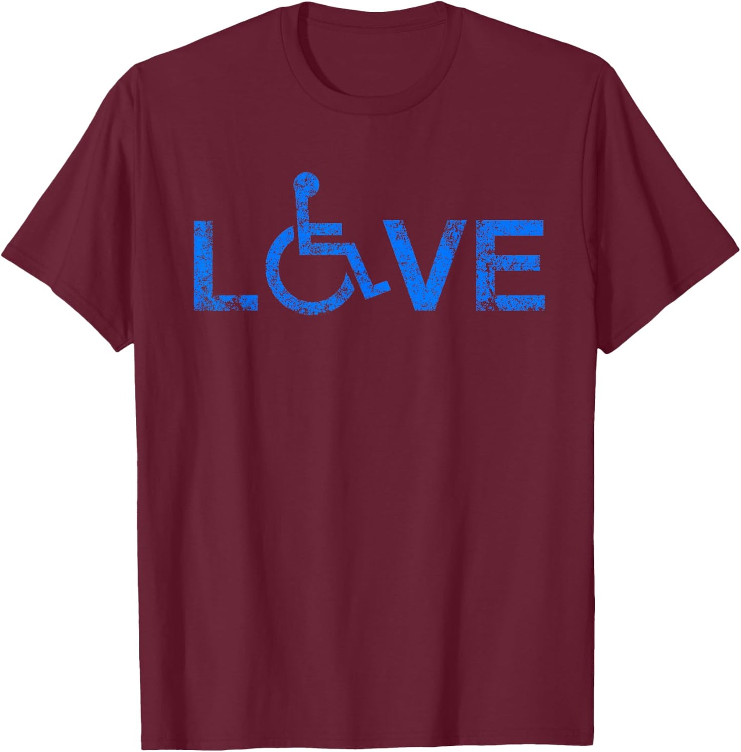 Love Acrostic Handicap Wheelchair Love T-Shirt - T-Shirt | Maroon