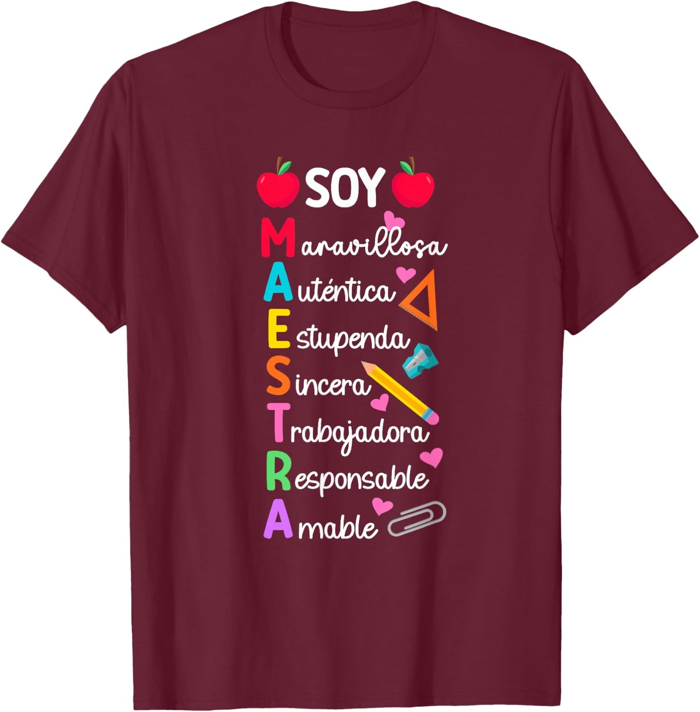 Soy Maestra De Español Spanish Teacher Bilingual Teacher T-Shirt - T-Shirt | Maroon
