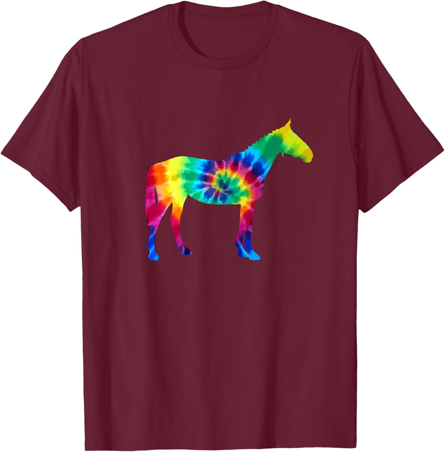 Horse Tie Dye Vintage Hippie Riding Rider Horses T-Shirt - T-Shirt | Maroon