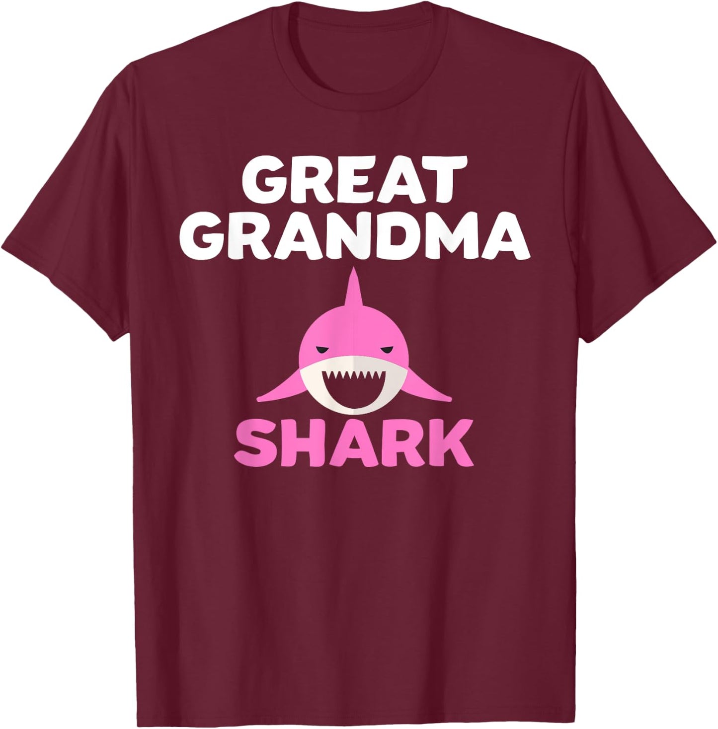 Great Grandma Shark Cute Grandmother Grandparent Gift T-Shirt - T-Shirt | Maroon