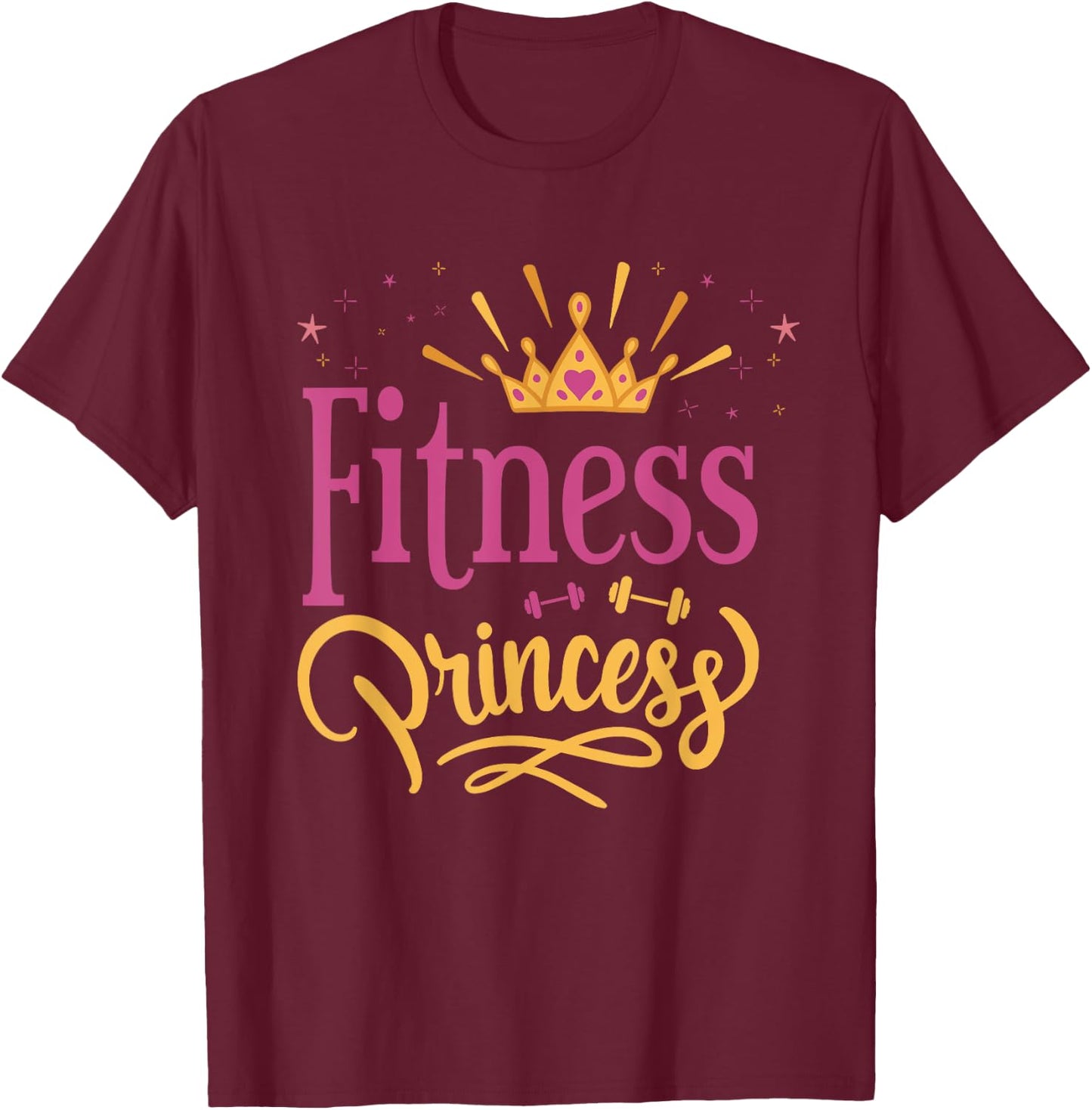 Cute Fitness Princess Girl's With Crown Workout Bodybuilding T-Shirt - T-Shirt | Maroon