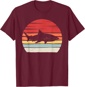 Vintage Retro Bull Shark T-Shirt - T-Shirt | Maroon