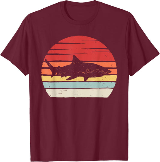 Vintage Retro Bull Shark T-Shirt - T-Shirt | Maroon