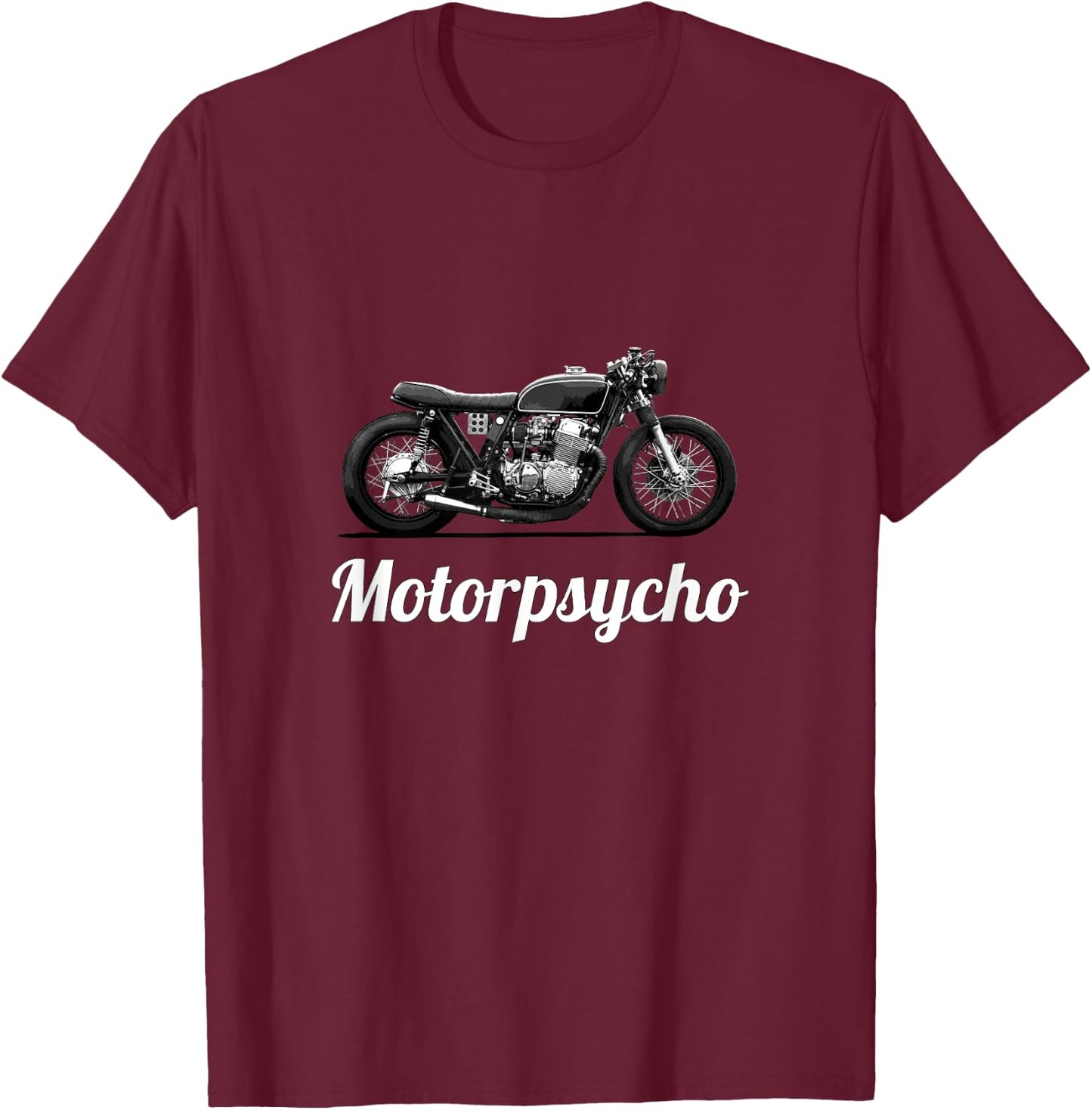 Motorpsycho Vintage Cafe Racer Motorcycle Gift T-Shirt - T-Shirt | Maroon