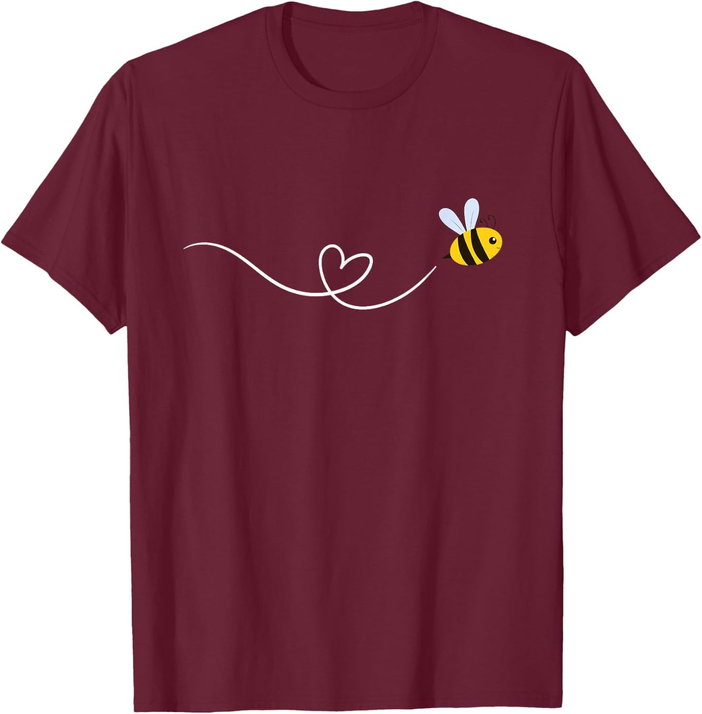 Bee Minimalist Art Line T-Shirt - T-Shirt | Maroon
