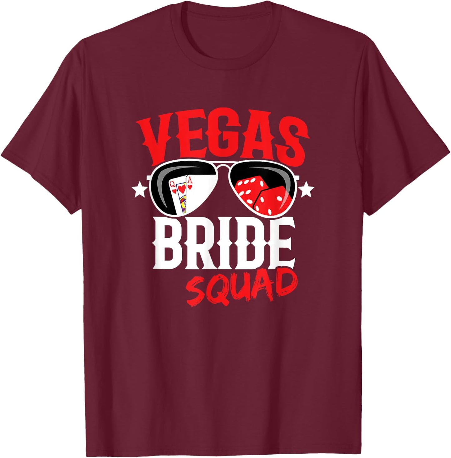 Vegas Bachelorette Party - Married in Vegas - Bride Squad T-Shirt - T-Shirt | Maroon