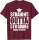 Straight Outta 5th Grade Graduation Class Of 2025 5th Grade T-Shirt - T-Shirt | Maroon
