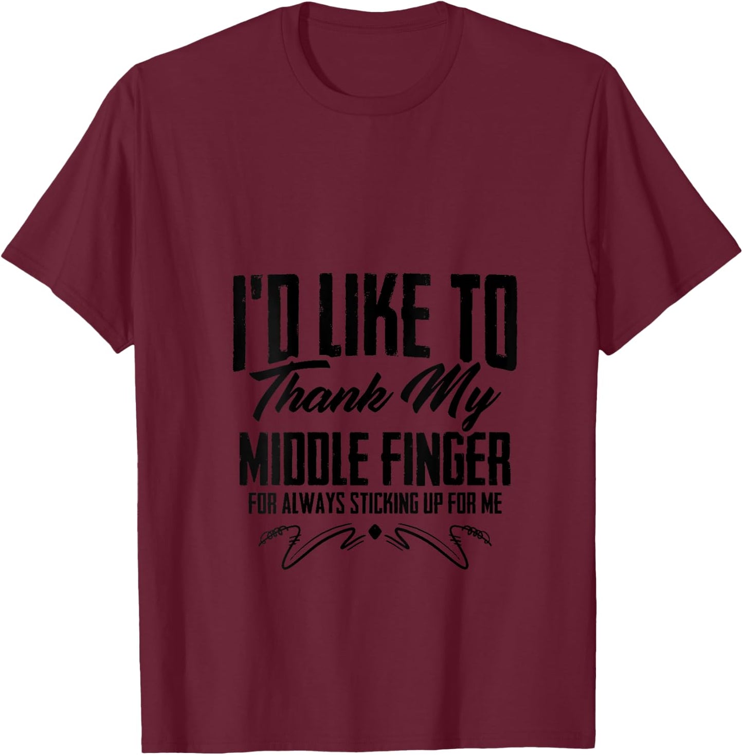 I'd Like To Thank My Middle Finger Funny Sarcastic Gift V-Neck T-Shirt - T-Shirt | Maroon