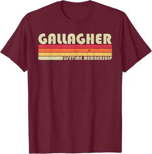 GALLAGHER Surname Funny Retro Vintage 90s Birthday Reunion T-Shirt - T-Shirt | Maroon