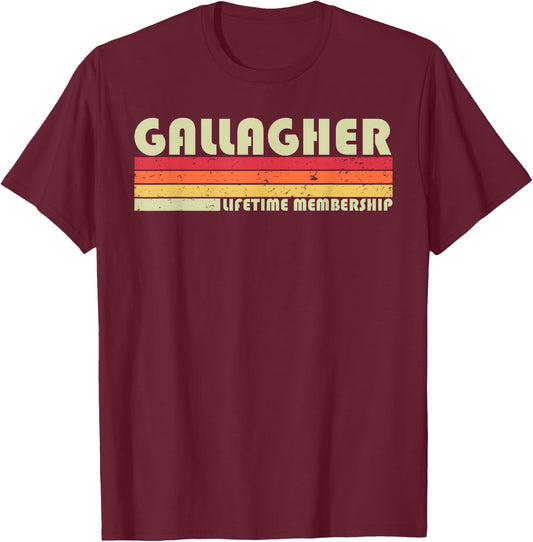 GALLAGHER Surname Funny Retro Vintage 90s Birthday Reunion T-Shirt - T-Shirt | Maroon
