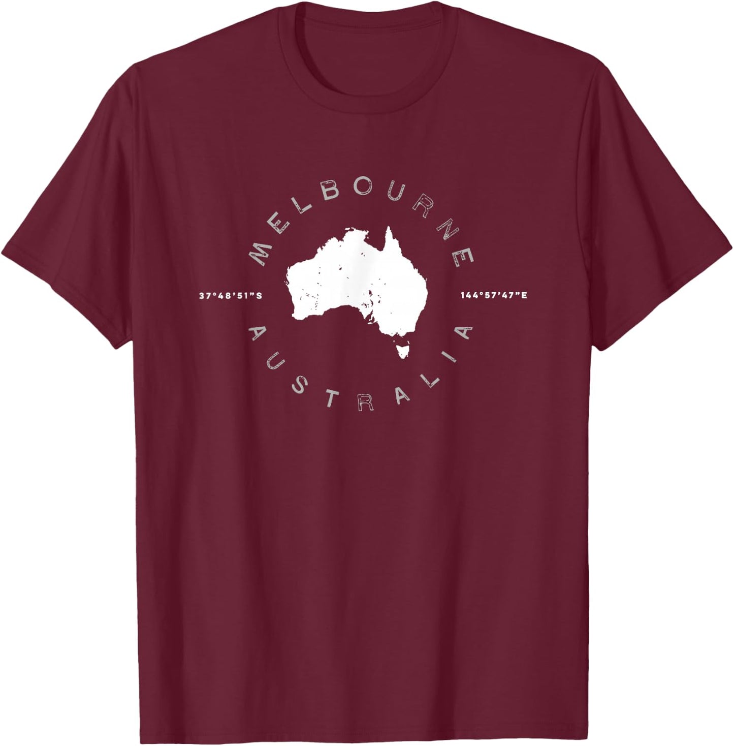 Melbourne Australia Retro Vintage Graphic T-Shirt - T-Shirt | Maroon