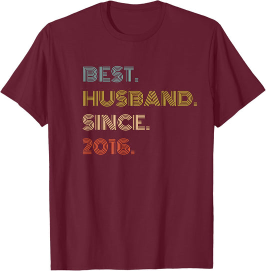 Best Husband Since 2016 T-Shirt - T-Shirt | Maroon