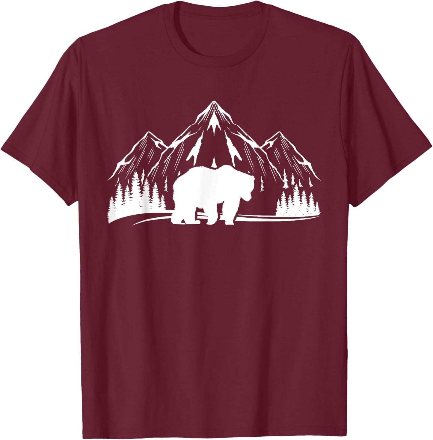 Wildlife Animal Bear Nature Trees Outdoor Mountains Forest T-Shirt - T-Shirt | Maroon