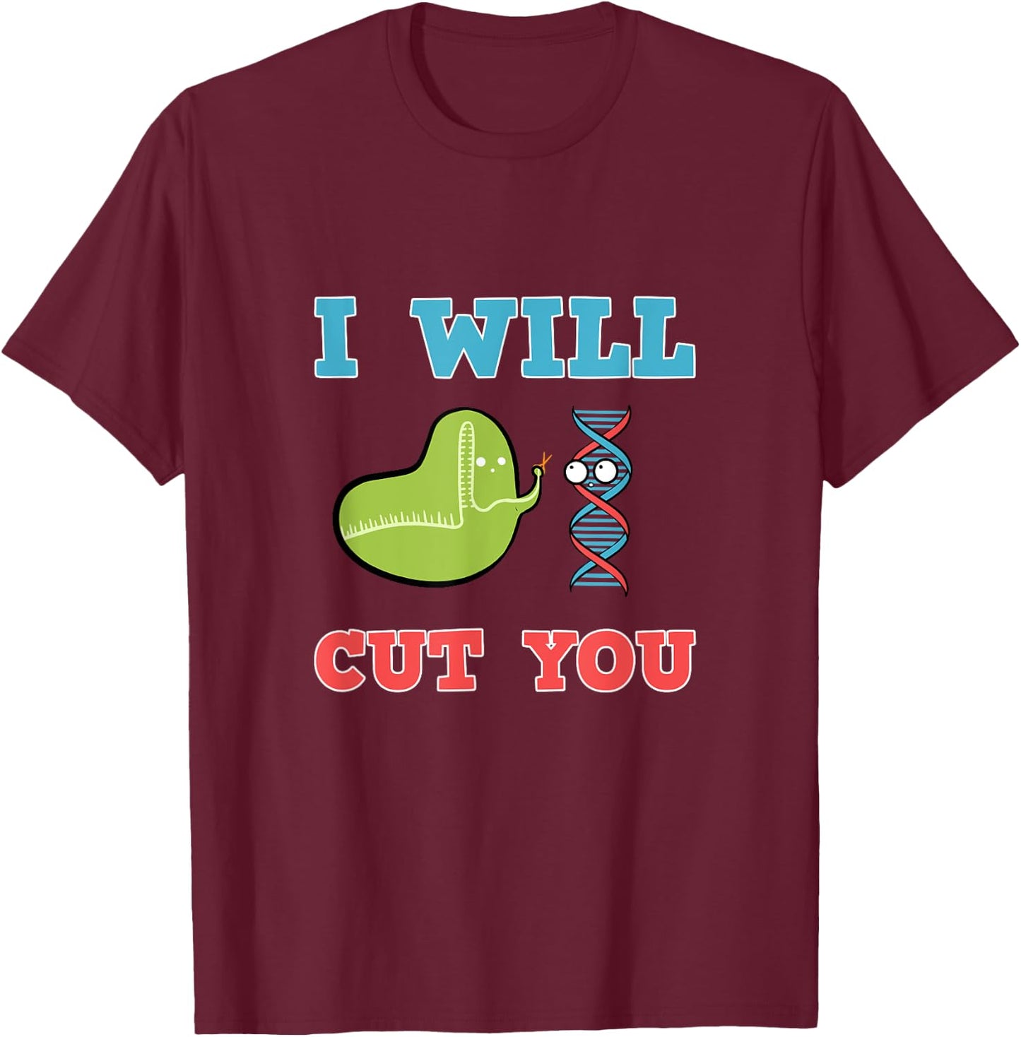 Cool Crispr Gene Editing Cas 9 Bacterium DNA Biotechnology T-Shirt - T-Shirt | Maroon