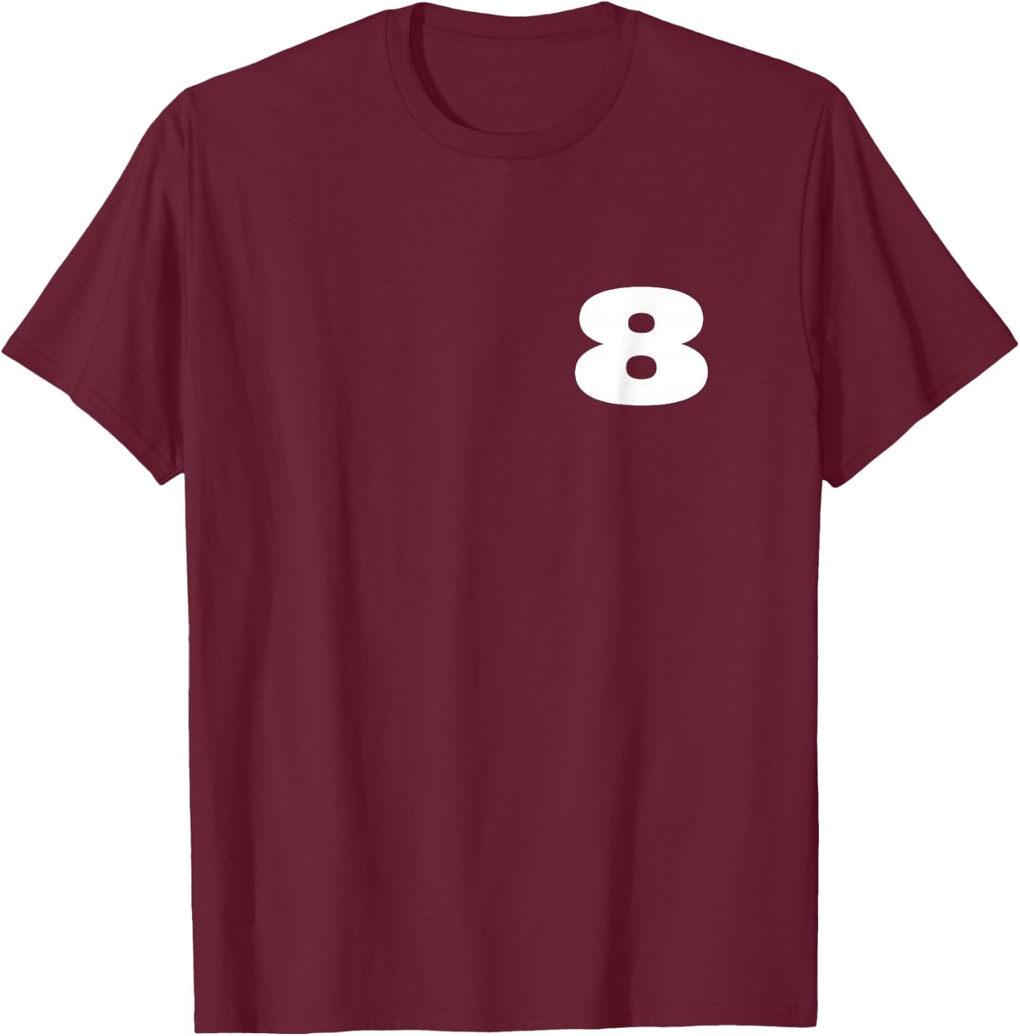 The Number 8 Eight Sports Team FRONT PRINT Matching Birthday T-Shirt - T-Shirt | Maroon
