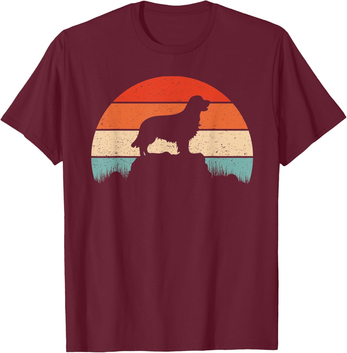 Golden Retriever Dog Retro Vintage Sunset Gift Men T-Shirt - T-Shirt | Maroon