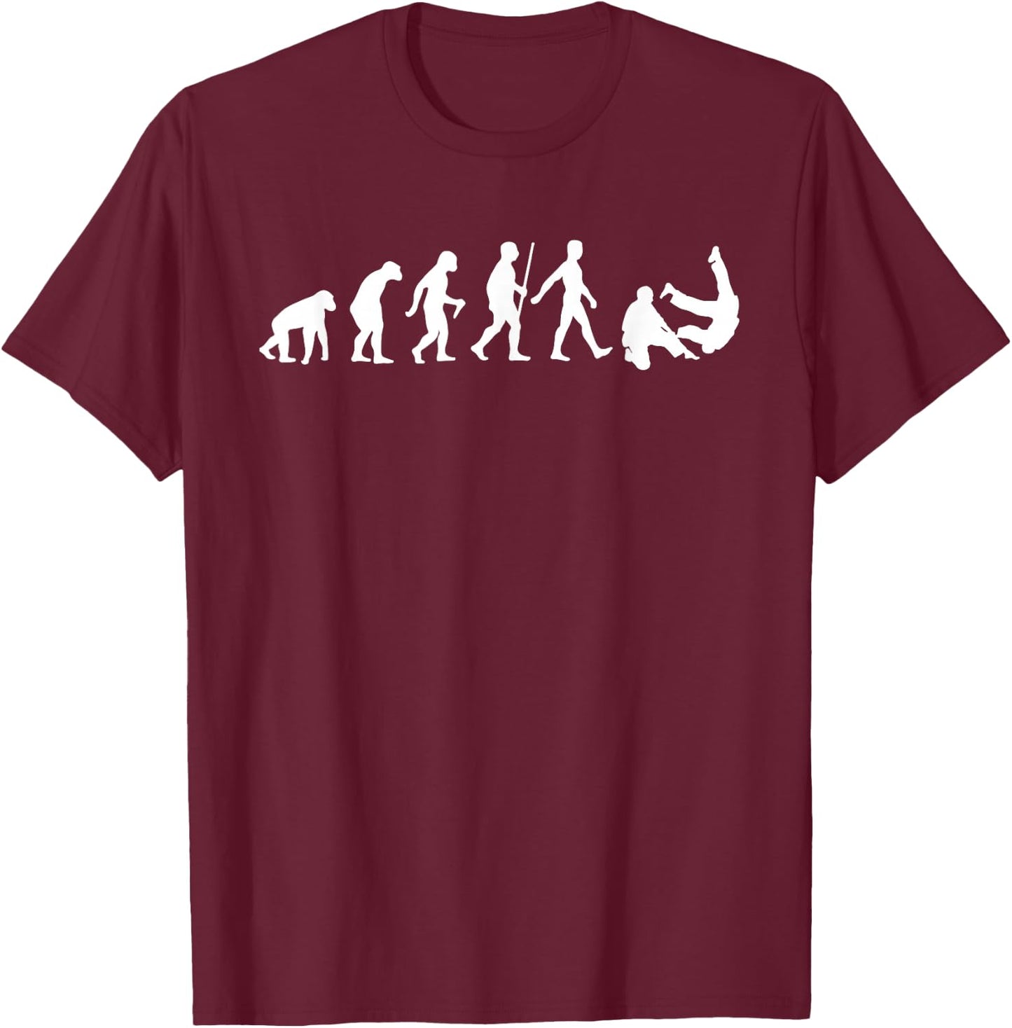 Funny Evolution Jiu Jitsu Gift Men Women Cool Martial Arts T-Shirt - T-Shirt | Maroon