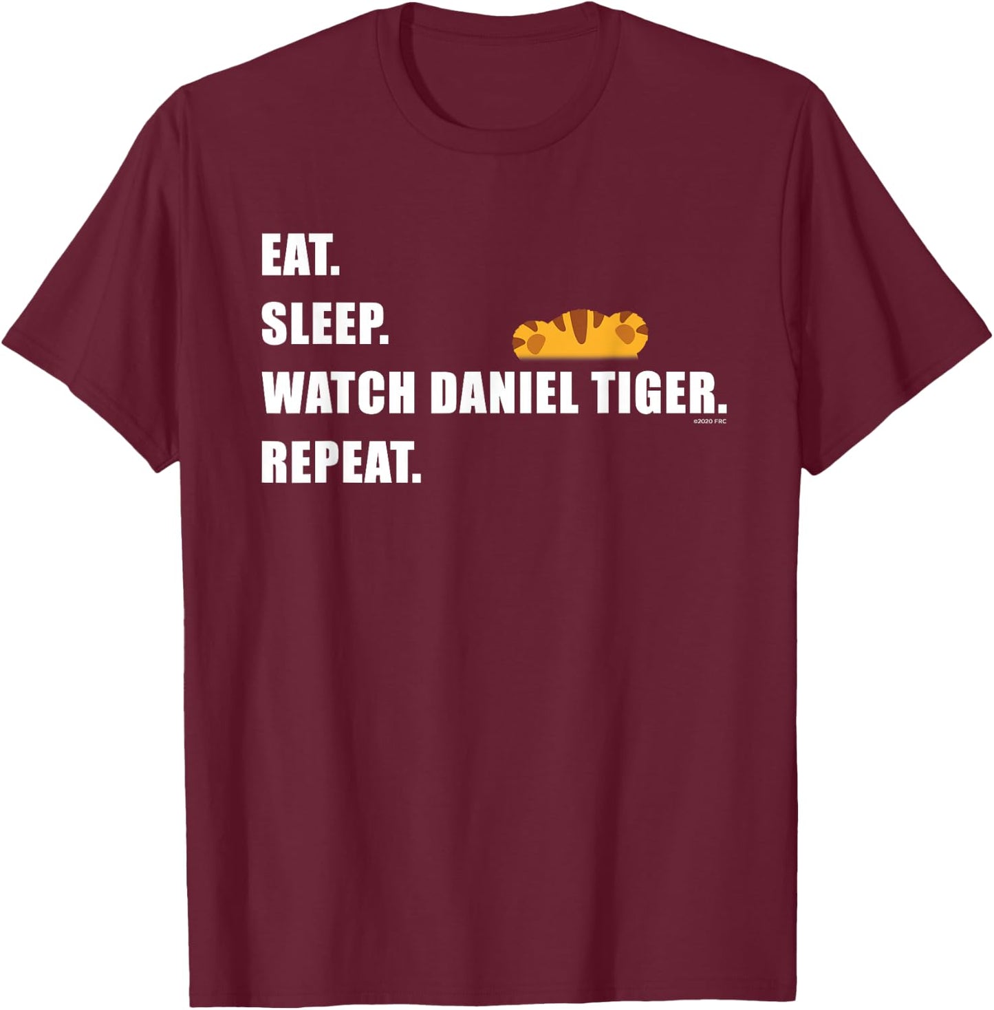 Eat Sleep Watch Daniel Tiger's Neighborhood Repeat (Dark) T-Shirt - T-Shirt | Maroon