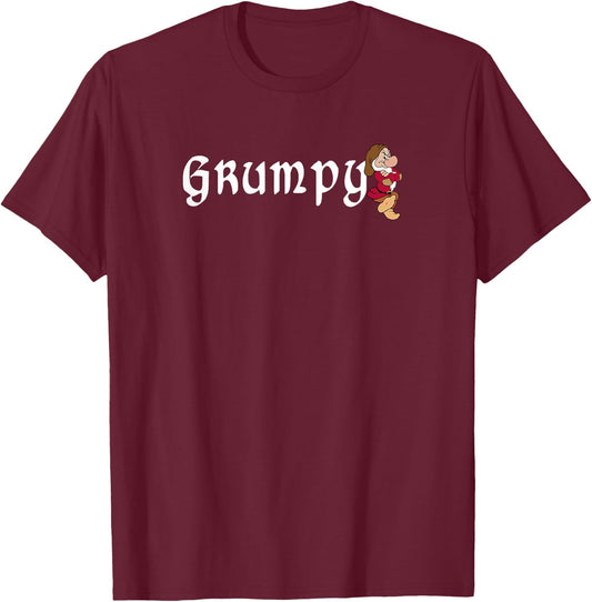 Disney Snow White Grumpy Leaning On Name Banner Small T-Shirt - T-Shirt | Maroon