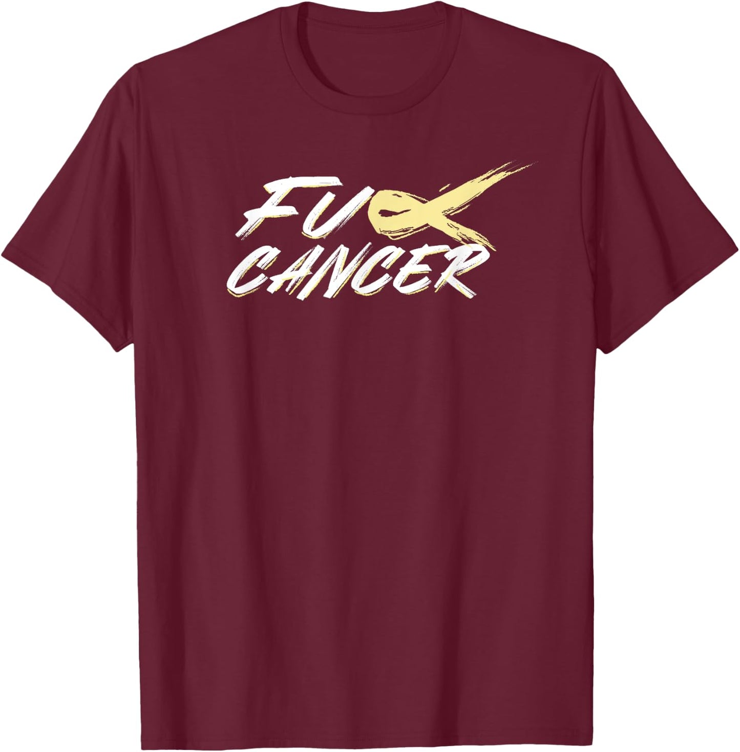 Fuck Bone Cancer F U FU Yellow Ribbon Cancer Awareness T-Shirt - T-Shirt | Maroon