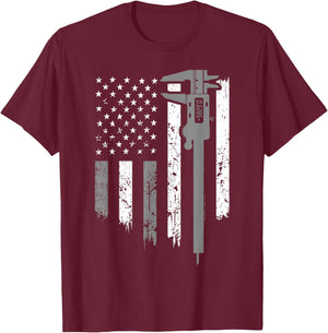 Funny USA Flag CNC Mechanic Tools Machinist Gift Men Women T-Shirt - T-Shirt | Maroon
